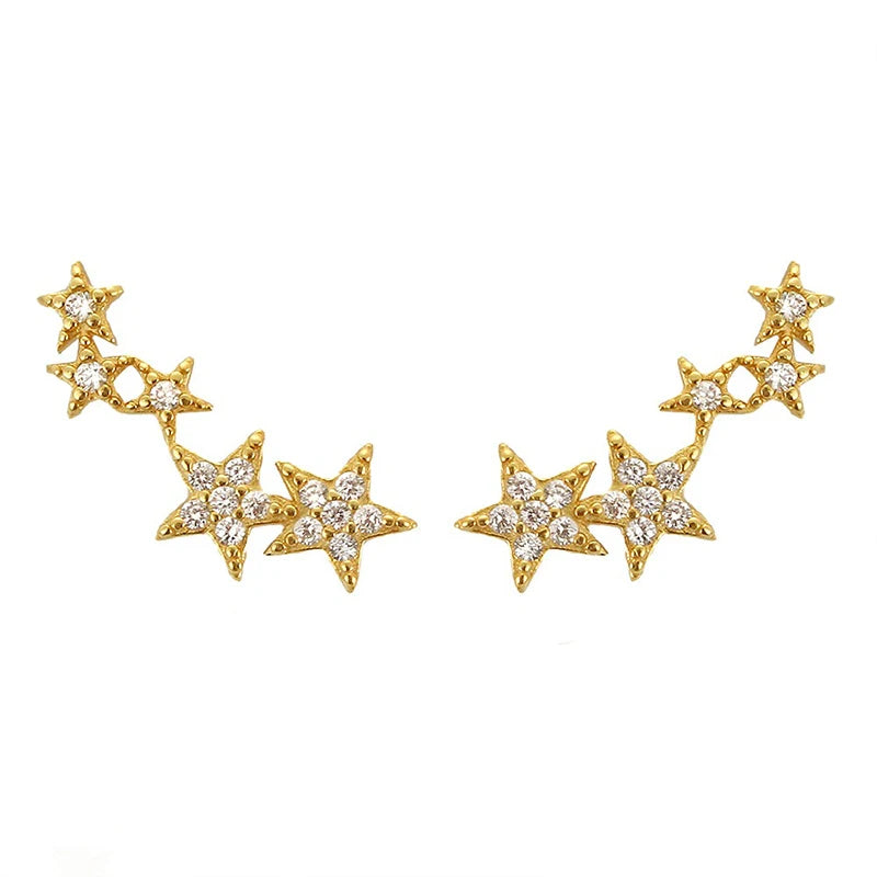 TrustDavis 925 Sterling Silver Women's Fashion Simple Star Zircon Earrings for Women Girls Birthdays Jewelry Gift  DS4698
