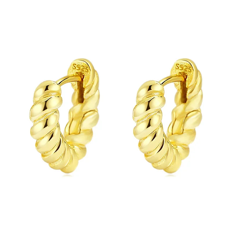 TrustDavis Real 925 Sterling Silver 2022 Fashion Triangle Twist Hoop Earrings For Women Office Lady Fine 925 Jewelry Gift DG0040