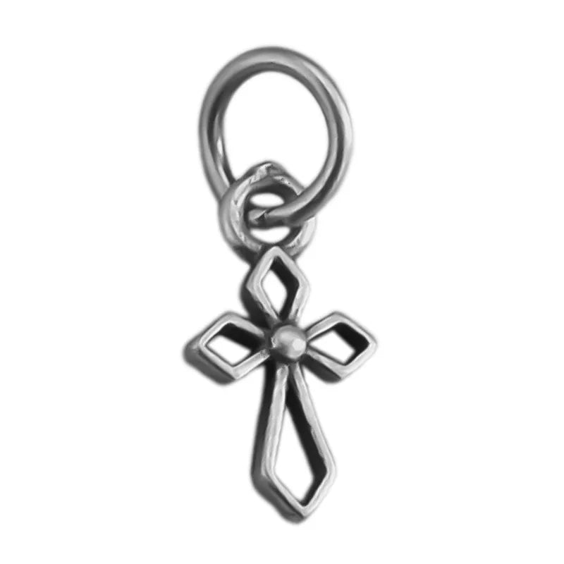 TrustDavis Real 925 Sterling Silver Vintage Openwork Cross Charm Pendant Handmade DIY Accessories Fine Jewelry Wholesale DZ1792
