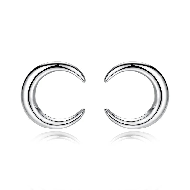 TrustDavis Genuine 100% 925 Sterling Silver Fashion Romantic Lovely Tiny Moon Stud Earrings Gift For Women Girls Kids Lady DS410