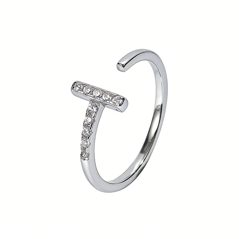 Geometric Lines Zircon Open Ring DS4797