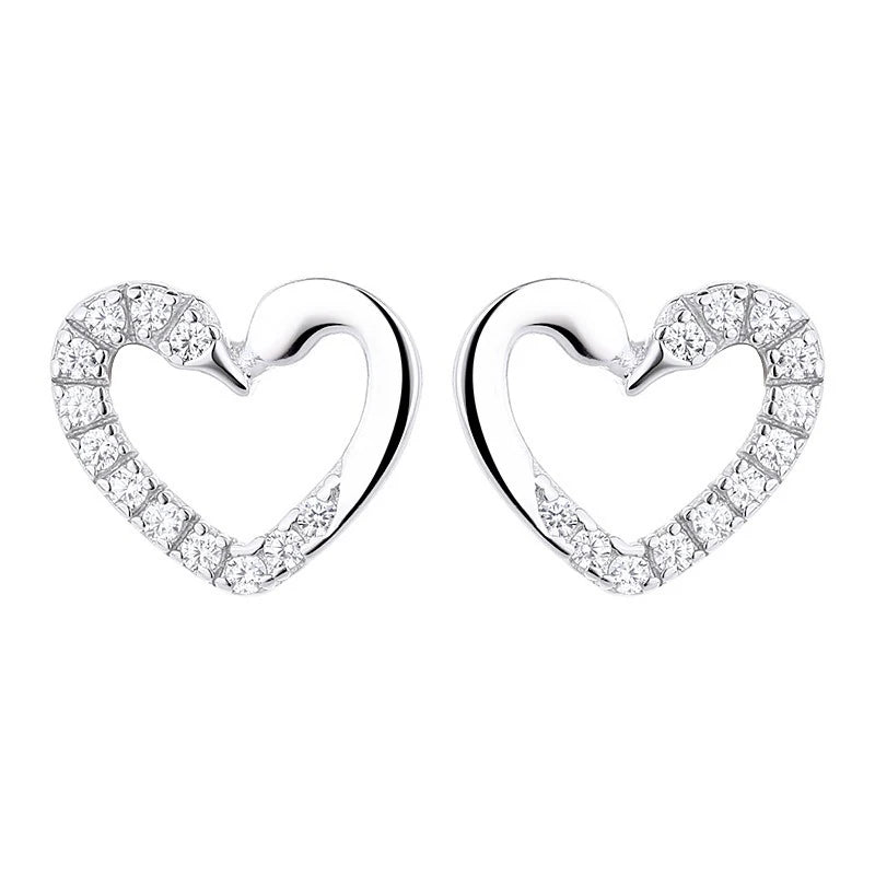 Hollow Heart Earring Minimalist Pave CZ Stud Earrings DS4994