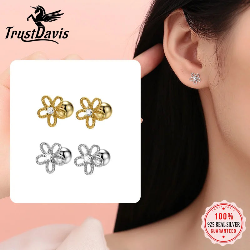 Flower Zircon Screw Earrings DS4798