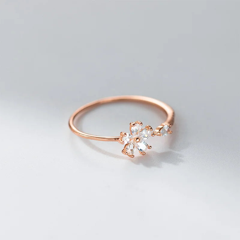 Flower Teardrop Zircon Open Ring DS4792