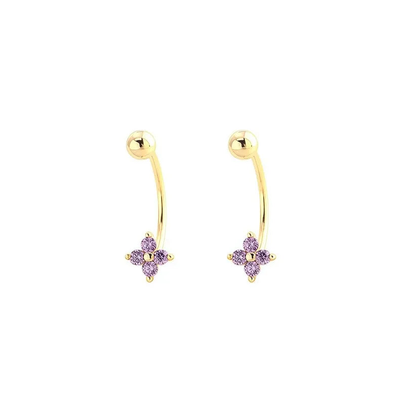 Four Leaf Clover Earring Multicolor Cubic Zircon Screw Earrings DS5006