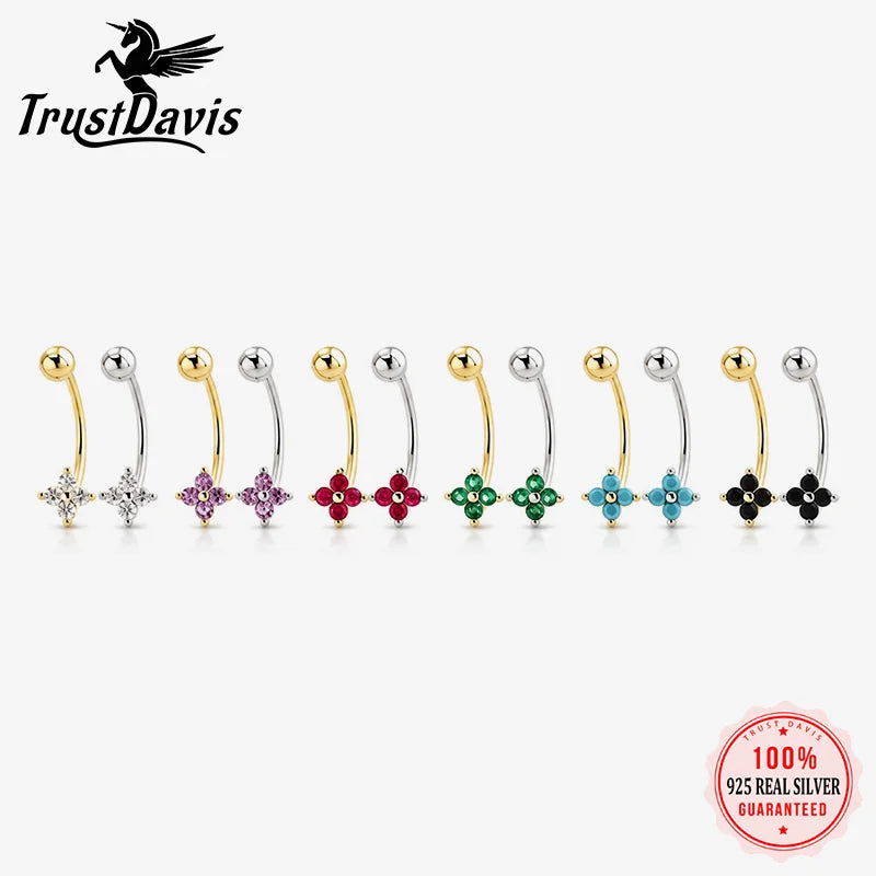 Four Leaf Clover Earring Multicolor Cubic Zircon Screw Earrings DS5006