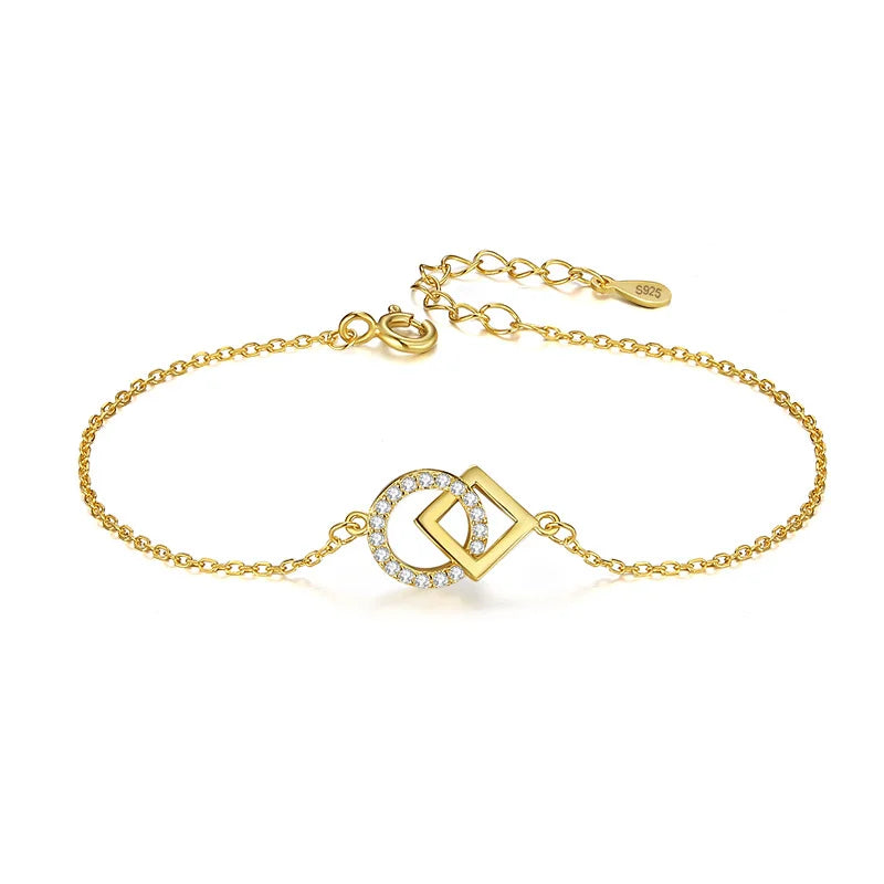 TrustDavis Real 925 Sterling Silver Bracelet For Women Wedding Valentine's Day Round Square Shiny CZ Fine Fashion Jewelry DA2975