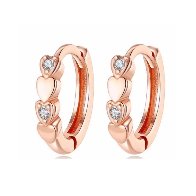 TrustDavis Real 925 Sterling Silver Romantic Heart  Hoop Earrings For Daughter Girls Birthday Gift Fine Jewelry DG0070