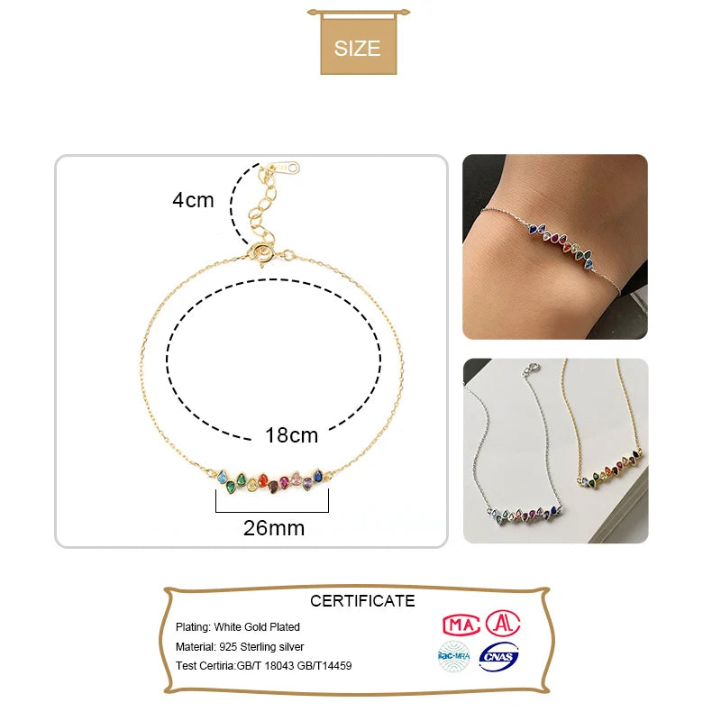 Trustdavis Minimalist Authentic 925 Sterling Silver Fashion Water Drop Colour CZ Bracelets For Women Wedding S925 Jewelry DA2066