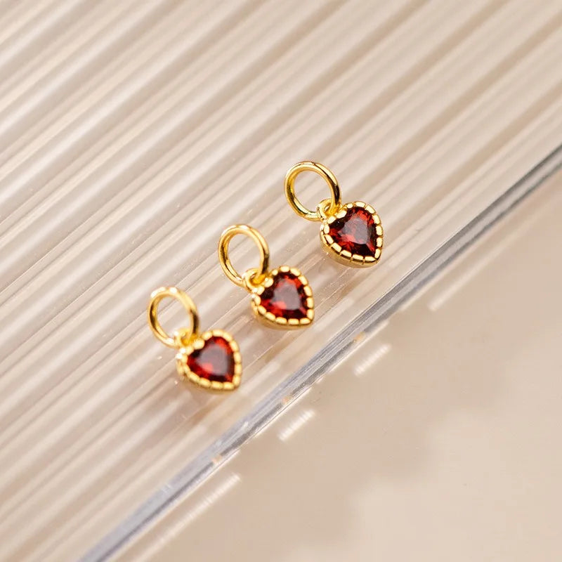 TrustDavis 925 Sterling Silver Fashion Cute Colorful Zircon Heart Pendant DIY Necklace Bracelet Accessories Fine Jewelry DZ1844