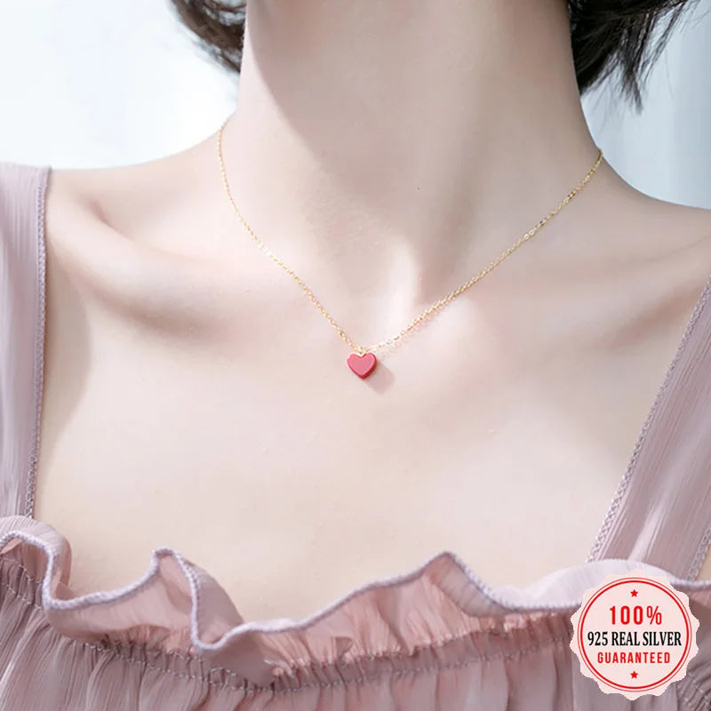 Red Pine Stone Heart Pendant Necklace DS1372
