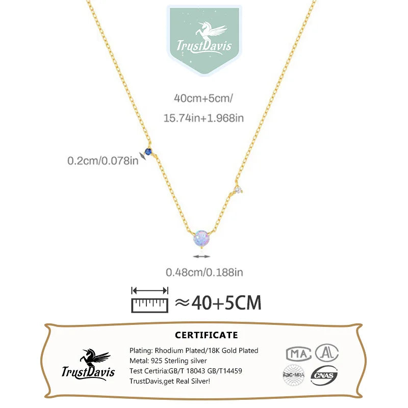 Blue Opal Necklace Opal and Diamond Clavicle Necklace DS4202