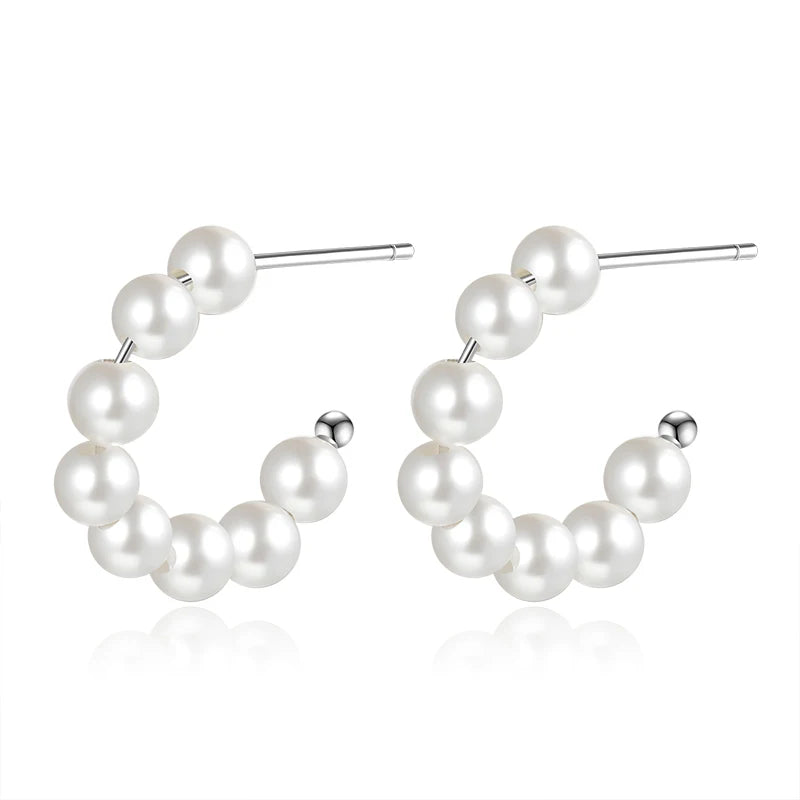 Real 925 Sterling Silver Cute Romantic PearlStud Earrings DS4037