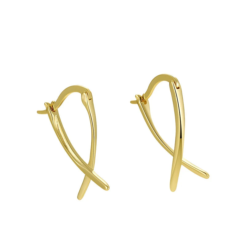 TrustDavis Real 925 Sterling Silver Women's Fashion Simple Cross X-shape Earrings for Women Girls Gift Fine Jewelry DS4674