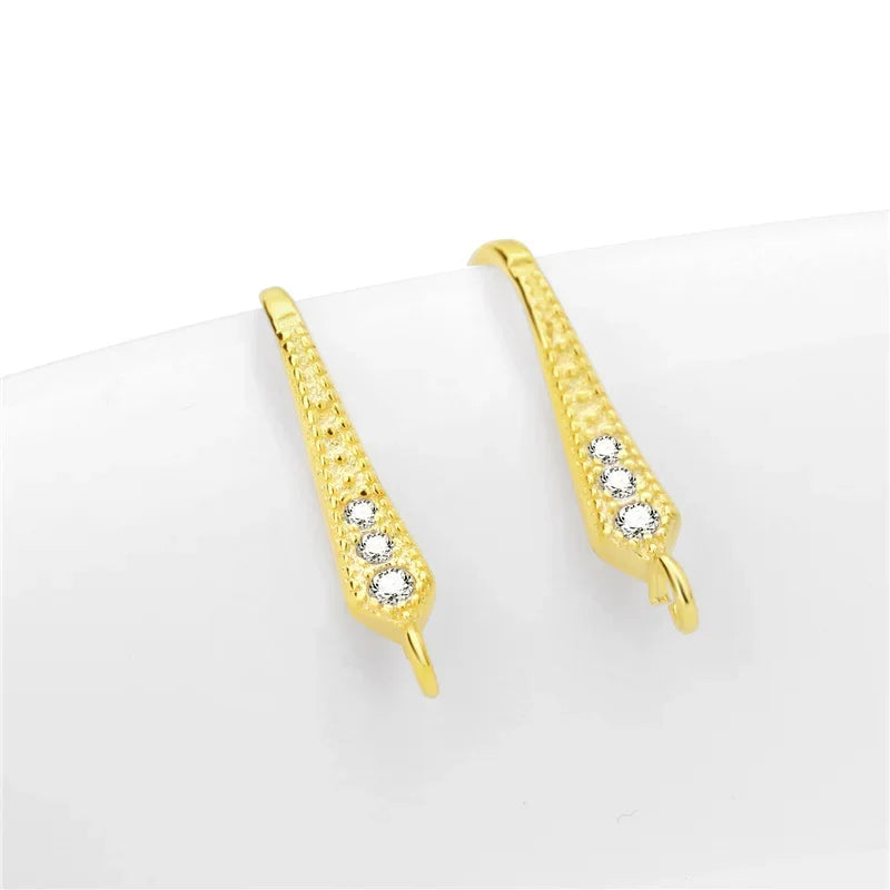 TrustDavis Real 925 Sterling Silver Fashion Dazzling CZ Opening Handmade Ear Hook Earring DIY Accessories Fine Jewelry HY365