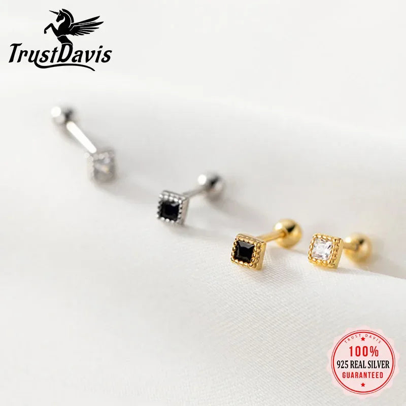 Square Shiny Screw Stud Earrings DB1090
