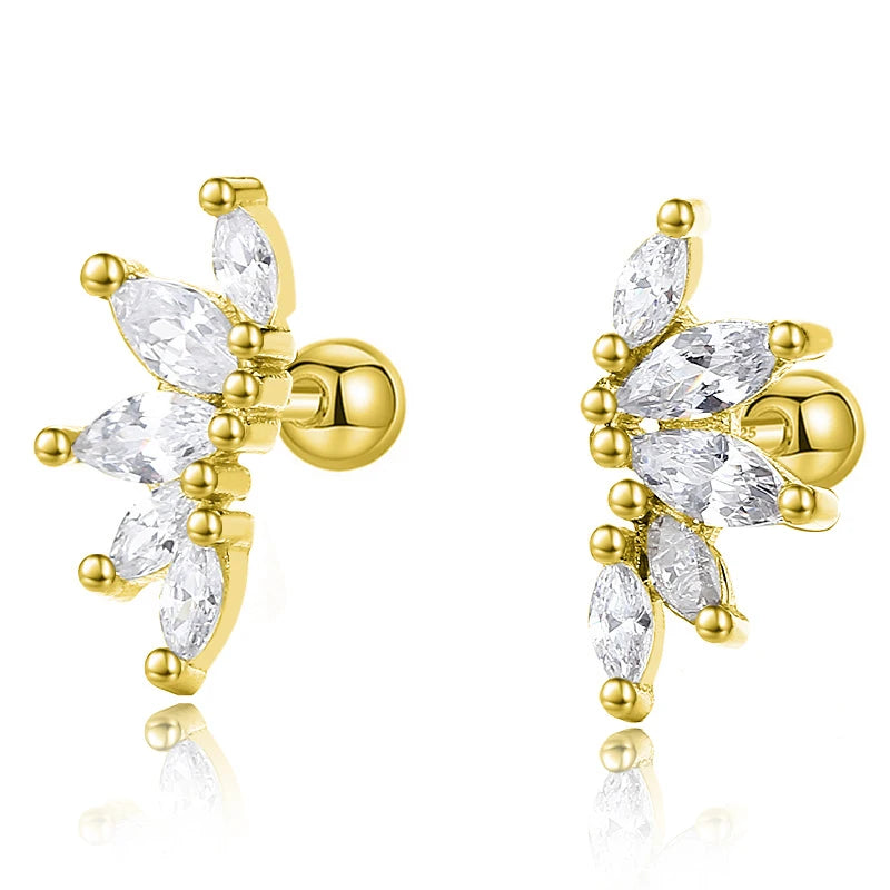 TrustDavis Real 925 Sterling Silver White Zircon Horse Eye Screw Stud Earrings For Women Wedding Trendy Fine Jewelry DG0031