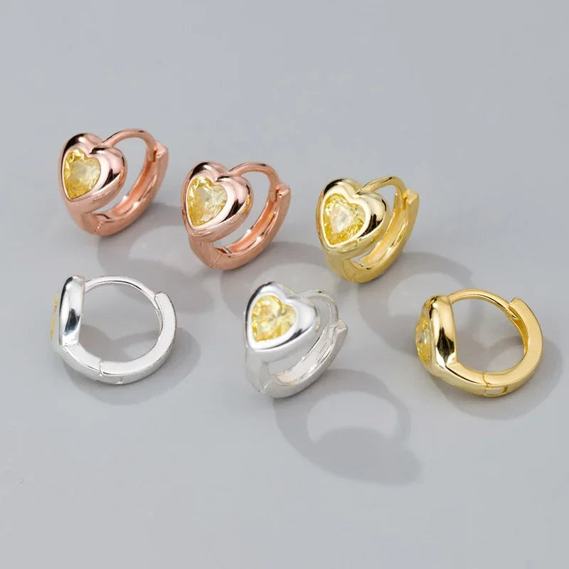 TrustDavis Girls Real 925 Sterling Silver Love Heart Hoop Earrings for Women Daughter Birthday Gift Fine Jewelry DS4284