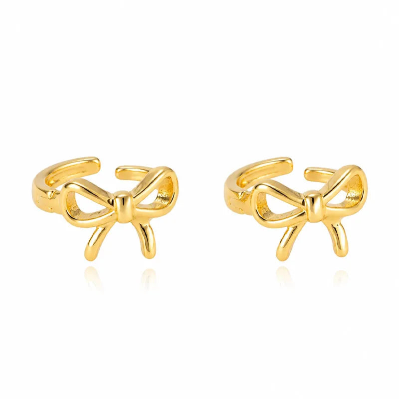 Real 925 Sterling Silver Hollow Bow Stud Earrings DS4952