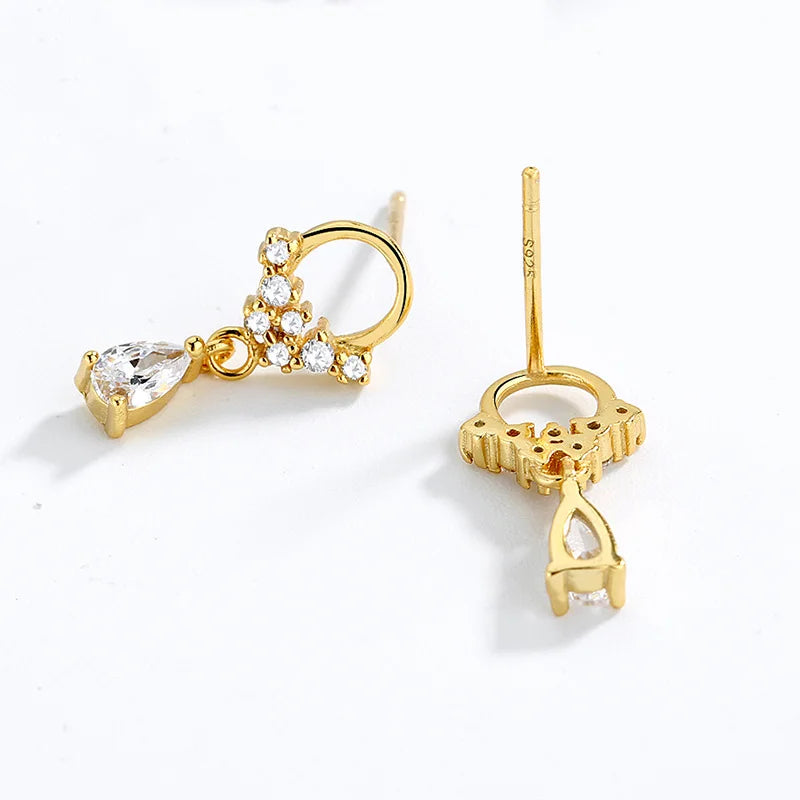 TrustDavis Original Sterling Silver Fashion Luxury Water Drop Stud Earrings for Women Daughter Girls Fine S925 Jewelry DS4399