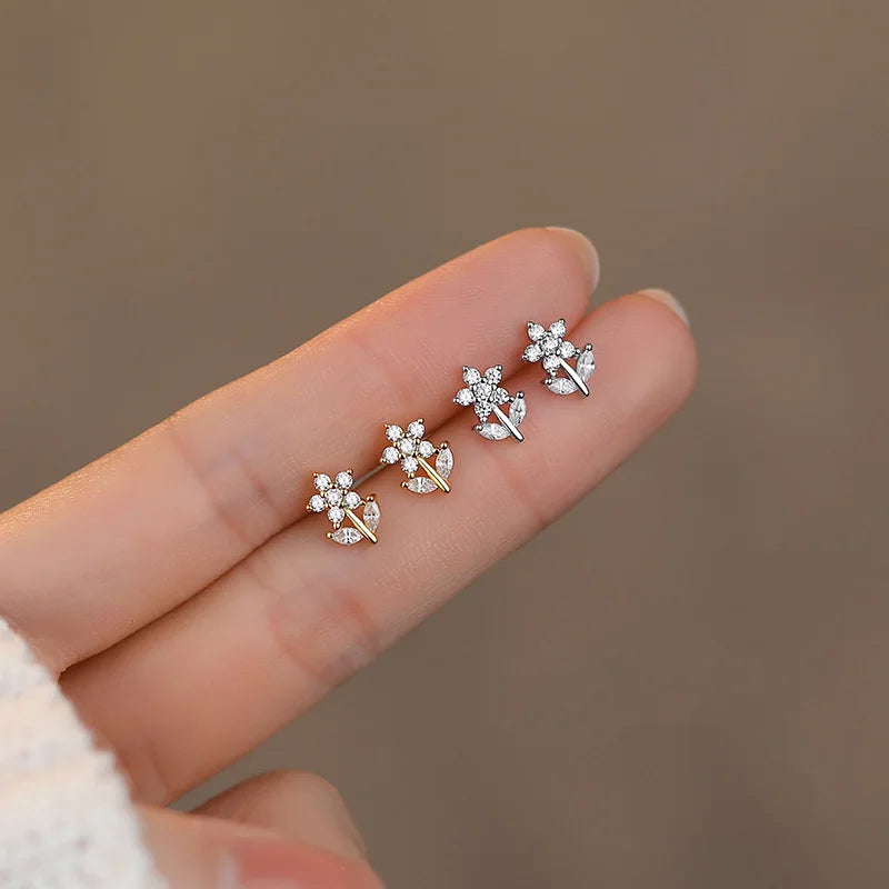 Trustdavis Kids Tiny Real 925 Sterling Silver Sweet Flower Stud Earrings for Sweet Women Girls Fine S925 Jewelry DS3899