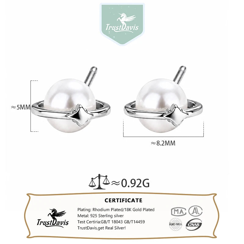 Pearl Earrings Dainty Planet Pearl Stud Earrings DS4997