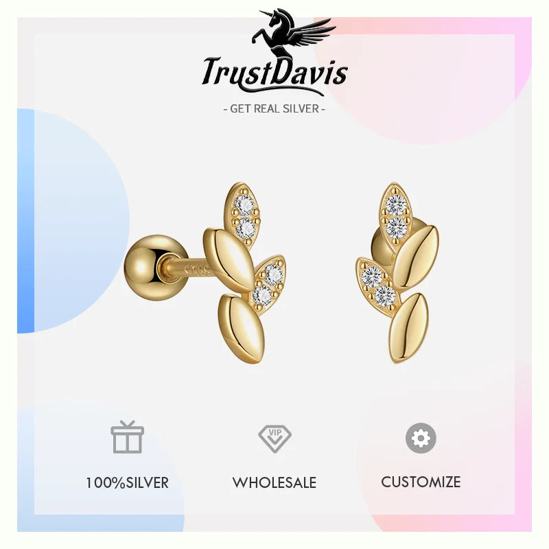 Fashion and Minimalist Leaf Screw Earrings for Women DS4961