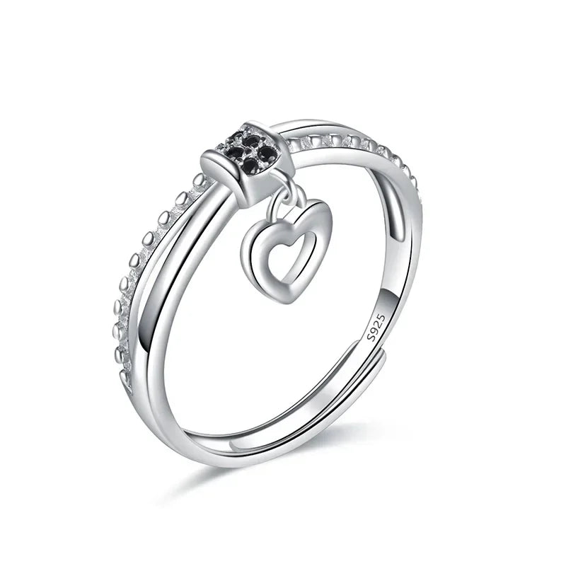Heart Love Opening Rings For Women Wedding Party Gift Fine Jewelry DG0170