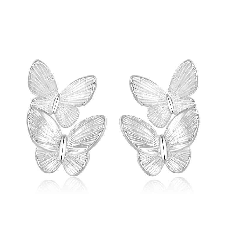 Trusta Genuine Fashion 925 Sterling Silver Fashion Butterfly Stud Earrings Party for Women Girl Wedding Jewelry Gift DS4017