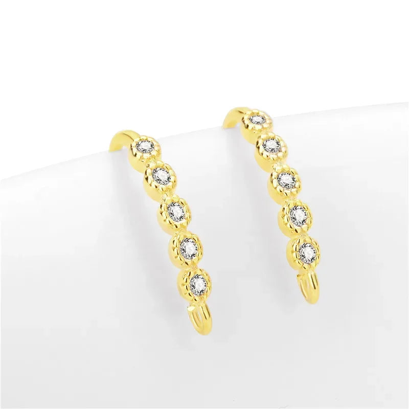 TrustDavis Real 925 Sterling Silver Fashion Dazzling CZ Opening Handmade Ear Hook Earring DIY Accessories Fine Jewelry HY365