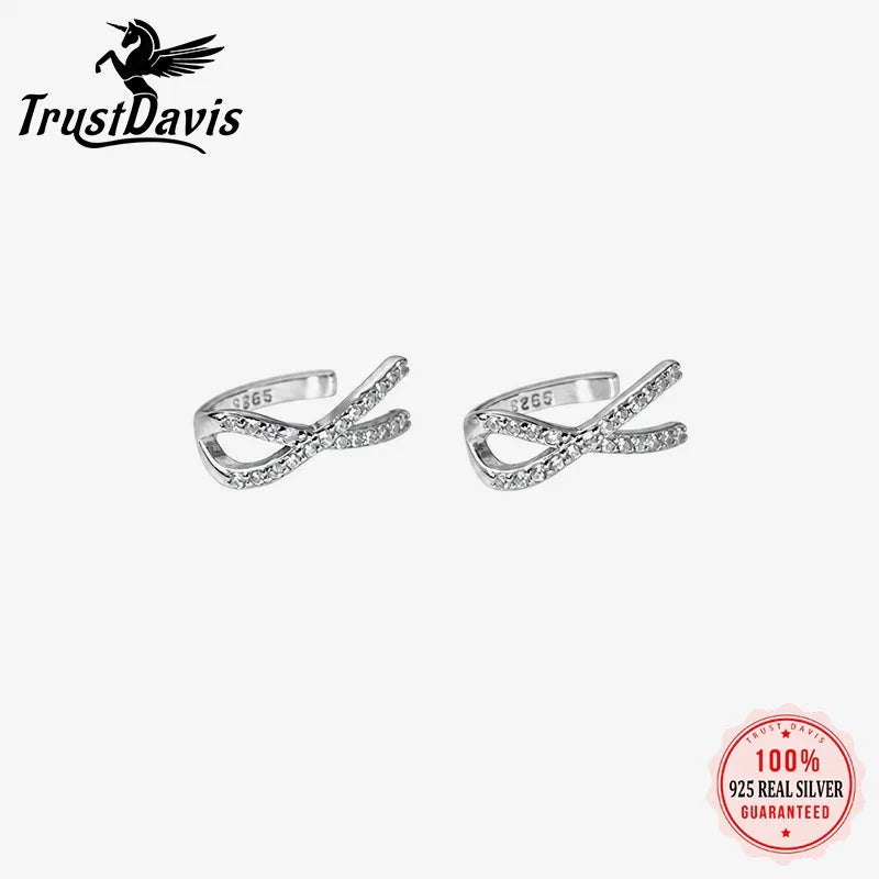 Exquisite and Minimalist Cross Zircon Clip Earrings for Women DS4968