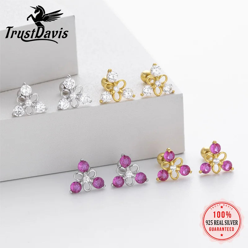 Fashion Simple Triangular Zircon Screw Earrings DS4752