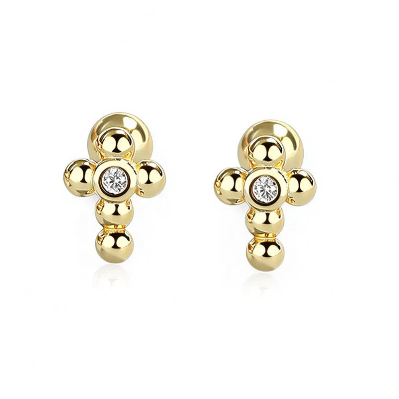 Cross Zirconia Screw Earrings DS5023