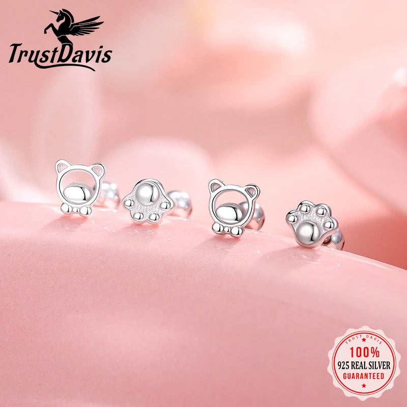 Fashion Sweet Cute Bear Paw Screw Earrings DS4770