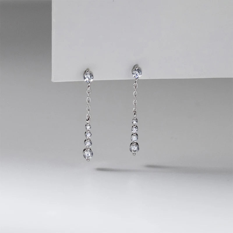 Tassel Zircon Stud Earrings for Women Daily Wear Jewelry Gift DS4981