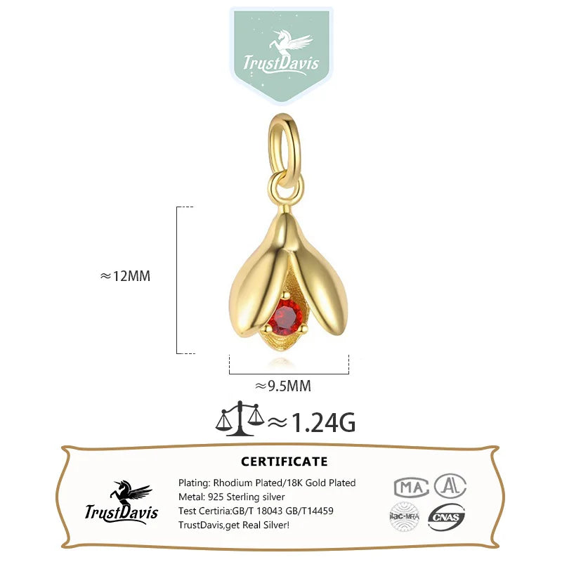 Trustdavis Real 925 Sterling Silver Feshion Simple 12 Months Birth Flower Pendant  DIY for Women Girls Fine Jewelry DS4742