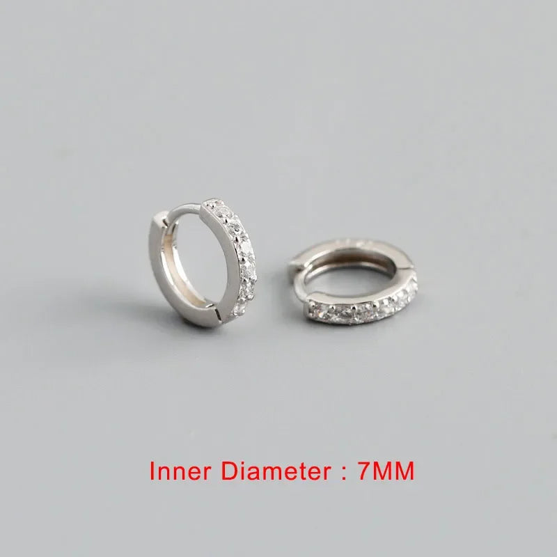 TrustDavis Luxury 925 Sterling Silver Fashion White Zircon Charm Hoop Earring For Fashion Women Wedding Party Jewelry DA2725