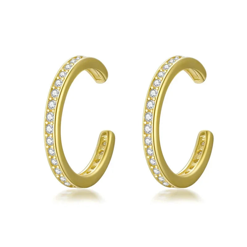 TrustDavis Genuine 925 Sterling Silver Sweet Dazzling CZ Ear Cuff Clip Earring For Women Piercing Earing Jewelry Gift DE0082