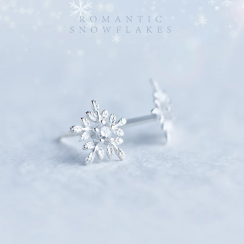 Snowflake Stud Earring Pendant Short Necklace DS1144