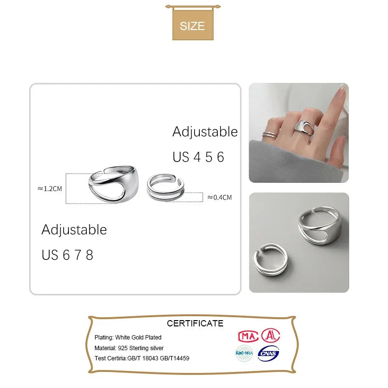 Trustdavis Authentic 925 Sterling Silver Fashion Sweet Double Layer Opening Ring For Women Wedding Party Fine Jewelry DA2247