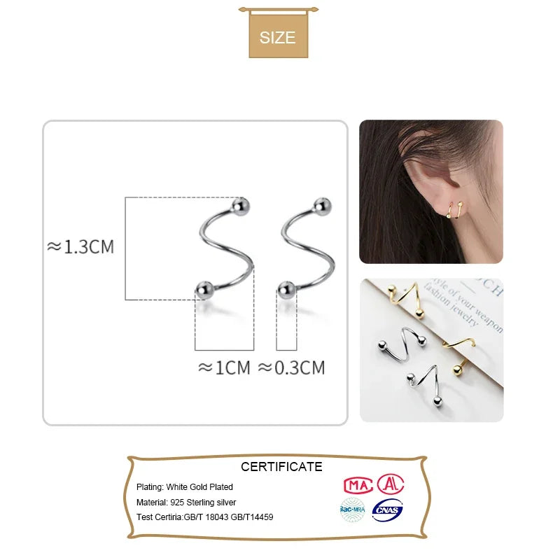 TrustDavis 925 Sterling Silver Women's Small Ball Beads Ear Bones Ear Buckle Ring Tightly Packed Mini Double Ring Earring DA1157