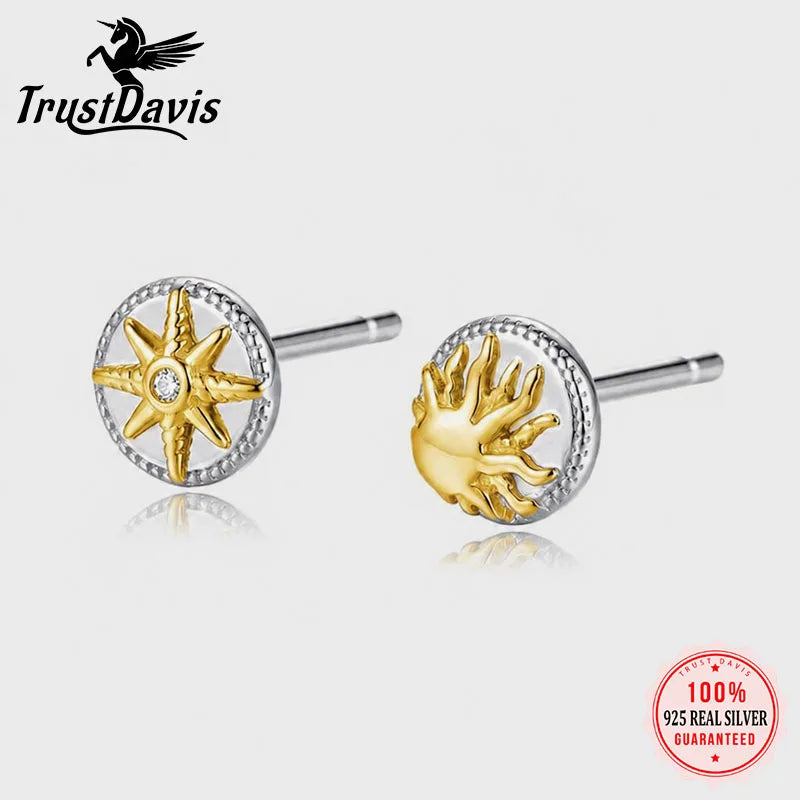 Stacked Sun and Star Zircon Earrings DS4920