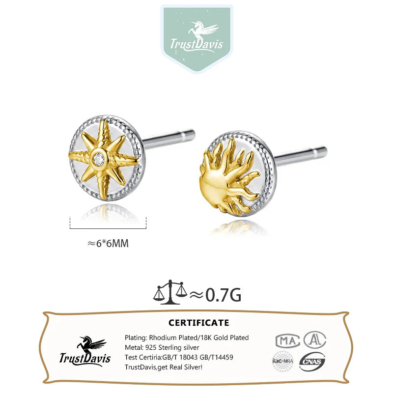 Stacked Sun and Star Zircon Earrings DS4920