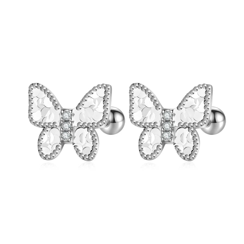 Trustdavis Real 925 Sterling Silver Sweet Fashion Butterfly Stud Earrings Women Girls Birthday Party Gift Jewelry DS4137