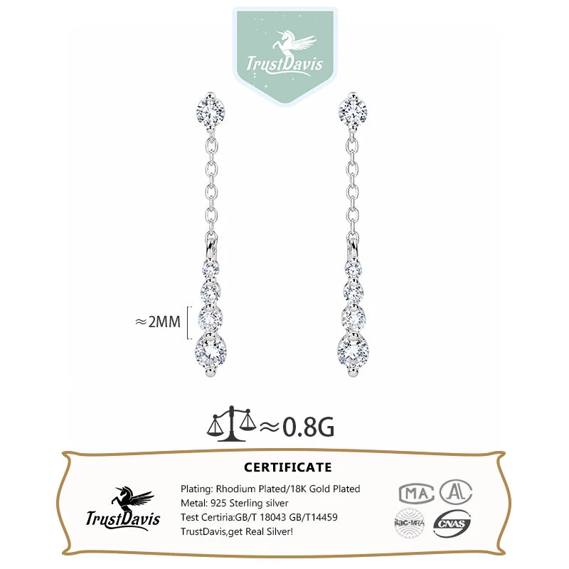 Tassel Zircon Stud Earrings for Women Daily Wear Jewelry Gift DS4981