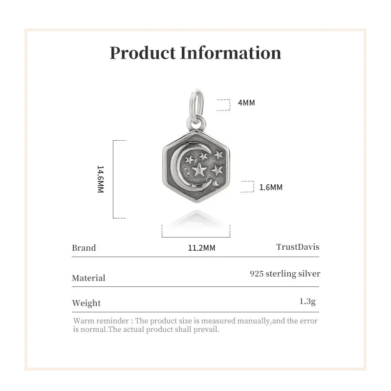 Hexagram Moon Charm Pendant Handmade DIY Accessories DZ504