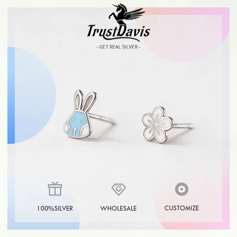 Rabbit and Flower Stud Earrings DS4805