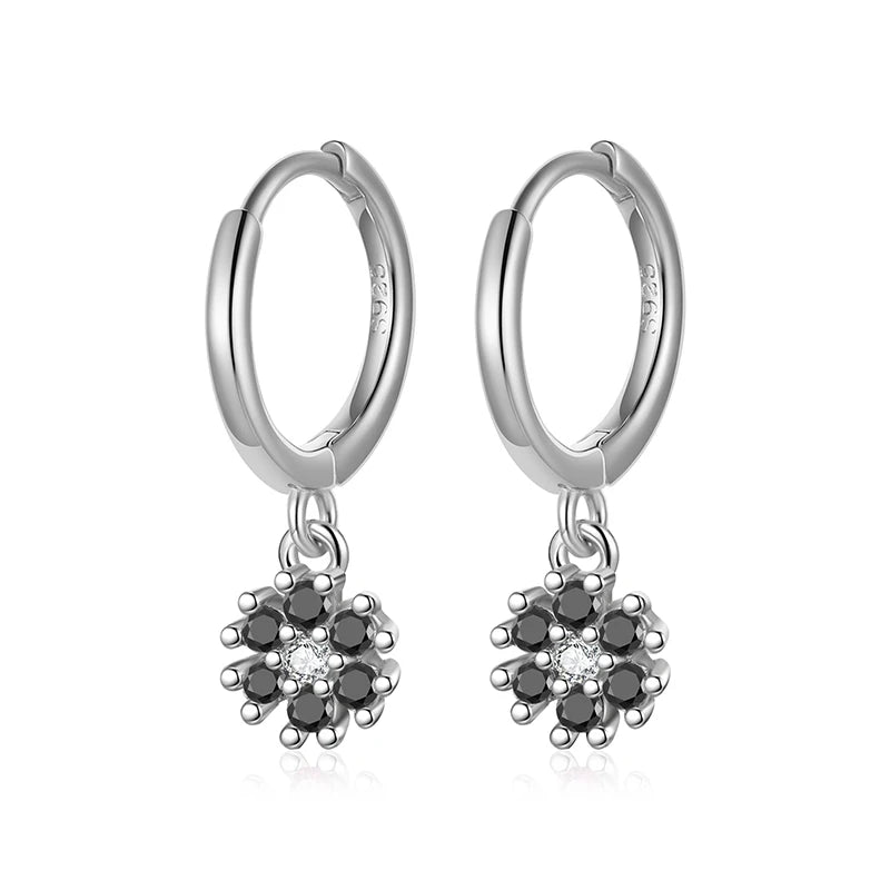 Zircon Flower Hoop Earrings Women Girls Birthday Party Gift Jewelry DS4131