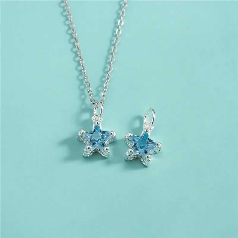 Fashion Shiny Diamond Blue Star Charm Pendant DZ1785