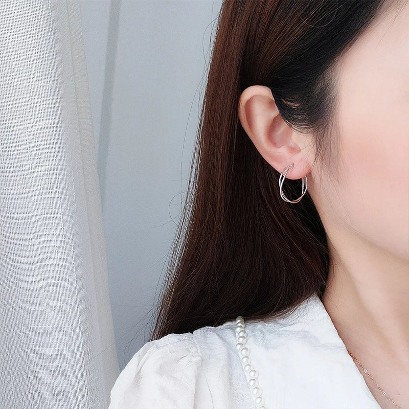 Plain Hoop Cross Earrings DS4248